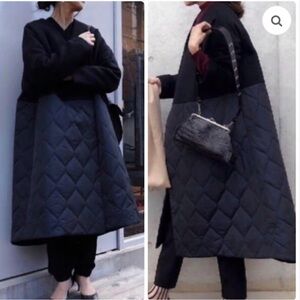 Navy/Black Japanese designer wool coat